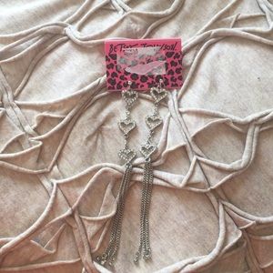 Betsey Johnson Heart Drop Earrings